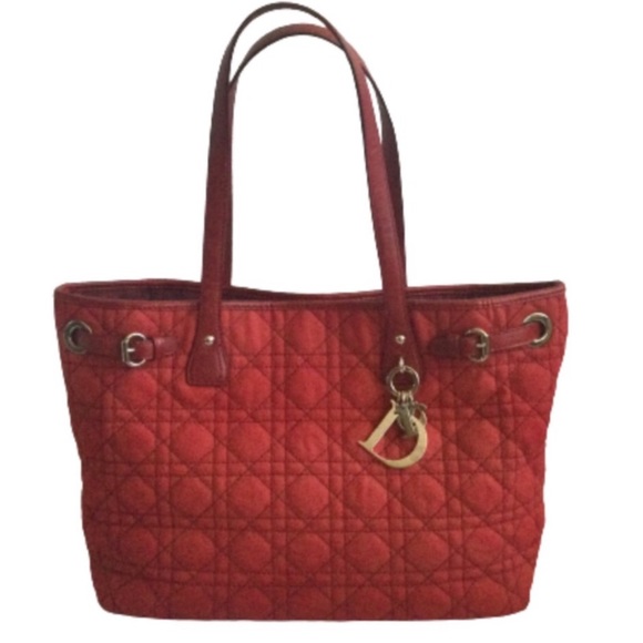 Dior Handbags - ✨AUTHENTIC Dior Red Cannage Panarea Quilted Tote Bag